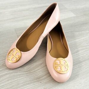 Tory Burch Miller Blush Pink Ballet Flats w Gold Accent